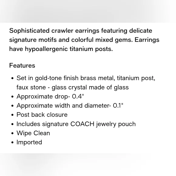 Coach Gemstone Earrings No Longer In Stores! - Picture 5 of 7